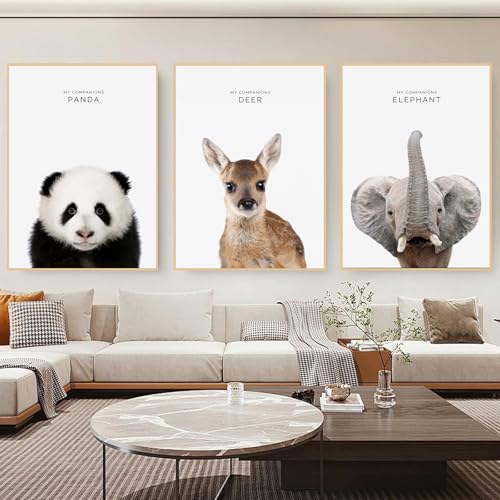 champracer Kinderzimmer Deko Waldtiere Poster Decor,3er-Set, Schwarz-weiß Bad Poster A4 Wandbilder,ustige Badezimmer-Dekoration,Wandkunst,Leinwand Badezimmer Bilder- Ohne Rahmen (30 x 40 cm) von champracer