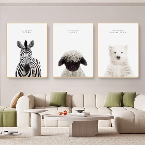 champracer Kinderzimmer Deko Waldtiere Poster Decor,3er-Set, Schwarz-weiß Bad Poster A4 Wandbilder,ustige Badezimmer-Dekoration,Wandkunst,Leinwand Badezimmer Bilder- Ohne Rahmen (40 x 50 cm) von champracer