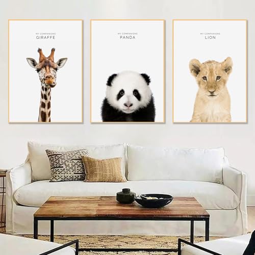 champracer Kinderzimmer Deko Waldtiere Poster Decor,3er-Set, Schwarz-weiß Bad Poster A4 Wandbilder,ustige Badezimmer-Dekoration,Wandkunst,Leinwand Badezimmer Bilder- Ohne Rahmen (50 x 70 cm) von champracer