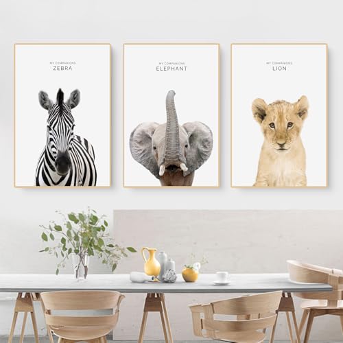 champracer Kinderzimmer Deko Waldtiere Poster Decor,3er-Set, Schwarz-weiß Bad Poster A4 Wandbilder,ustige Badezimmer-Dekoration,Wandkunst,Leinwand Badezimmer Bilder- Ohne Rahmen (50 x 70 cm) von champracer