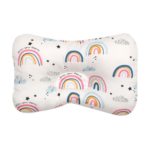 champracer Kindkissen, Kindkissen zu Flathead Kindkissen, Kindkissen, 0-12 Memory Foam Reisekissen, Autositz (Weißer Regenbogen,28 * 20 * 5cm) von champracer