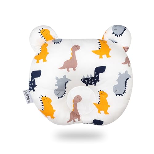 champracer Kindkissen Baby Kissen 0-12 Monate Neugeborene Baumwollmusselin Kopfkissen, Weiches Dekoratives Kissen für Kinderzimmer, Kinderbett, Kinderwagen, Autositz (Dinosaurier, 30x23 cm) von champracer