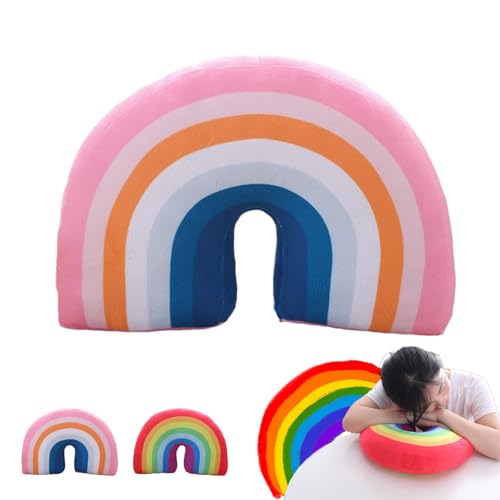 champracer Kuschelkissen Kinder, Boho Regenbogen Kissen, Weiches Dekokissen für Baby Kinderzimmer Mädchen Jungen, Plüsch Kissen für Kinderzimmer Schlafzimmer Deko (Rosa Regenbogen) von champracer