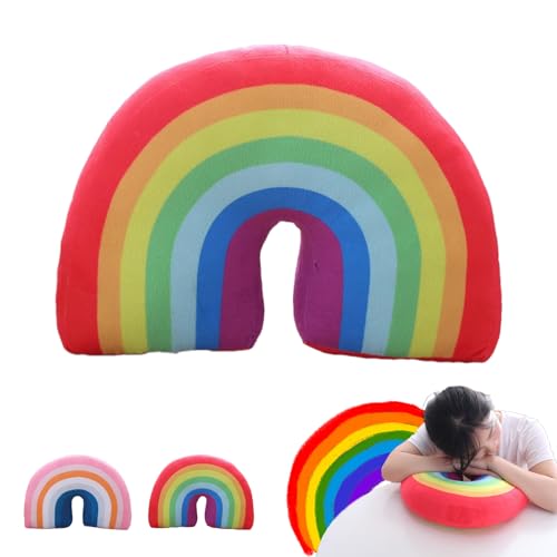 champracer Kuschelkissen Kinder, Boho Regenbogen Kissen, Weiches Dekokissen für Baby Kinderzimmer Mädchen Jungen, Plüsch Kissen für Kinderzimmer Schlafzimmer Deko (Roter Regenbogen) von champracer