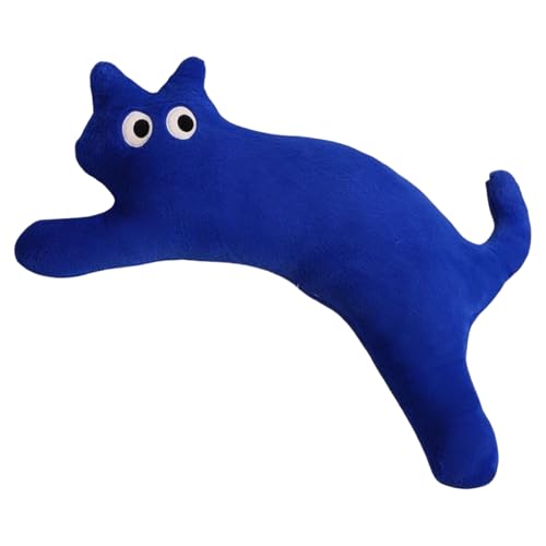 champracer Langes Cartoon Katze Plüschkissen Niedliche Kuscheltier Katze Seitenschläferkissen Katze Stofftier Katze Geschenk Für Kinder Und Erwachsene (Blau,100cm) von champracer