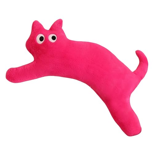 champracer Langes Cartoon Katze Plüschkissen Niedliche Kuscheltier Katze Seitenschläferkissen Katze Stofftier Katze Geschenk Für Kinder Und Erwachsene (Dunkelrosa,100cm) von champracer