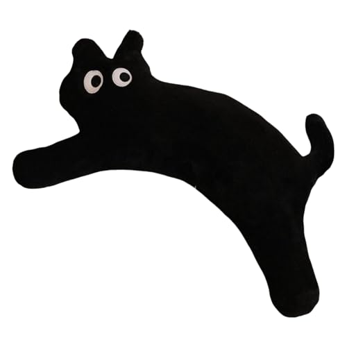 champracer Langes Cartoon Katze Plüschkissen Niedliche Kuscheltier Katze Seitenschläferkissen Katze Stofftier Katze Geschenk Für Kinder Und Erwachsene (Schwarz,100cm) von champracer