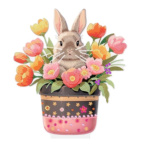 champracer Ostern Diamant Malerei, Ostereier Anhänger, Diamond Painting Hase, Ostern Kaninchen Ostereier Kristall Malerei Kit, Diy Diamond Painting Ostern Deko, Ostern Tischdeko Geschenk (#04) von champracer