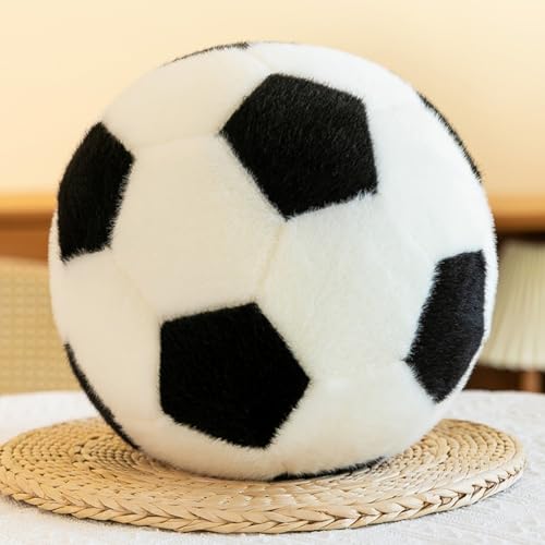 champracer Rundes Kissen, Fußball Kissen, Ballkissen, Fußball Plüschtier, Kreative Zimmer Dekorationen, Fußball Spielzeug, Kinderzimmer Dekoration, Geschenk für Kinder Mädchen Jungen (Weiß,18 cm) von champracer