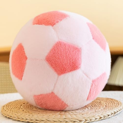 champracer Rundes Kissen, Fußball Kissen, Ballkissen, Fußball Plüschtier, Kreative Zimmer Dekorationen, Fußball Spielzeug, Kinderzimmer Dekoration, Geschenk für Kinder Mädchen Jungen (Hellrosa,18 cm) von champracer