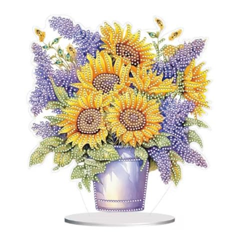 champracer Sonnenblume 5D Diamond Painting, Diamant Painting Bilder Kinder, DIY Diamond Painting Ostern Deko, Ostern Tischdeko Handgemachte Mosaikherstellung Arts Craft Geschenke (1 Stück) von champracer