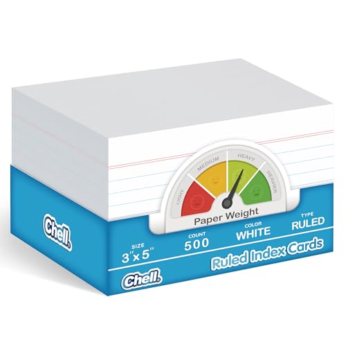 Chell 7,6 x 12,7 cm linierte Karteikarte, schwer, 500 Stück von chell