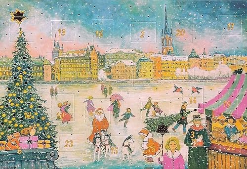 Nostalgische Adventskalenderkarte Stockholm Schweden Weihnachten Doppelkarte von chemstickattack