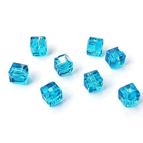 Chengmu 8 mm würfelförmige Glasperlen zur Schmuckherstellung, facettierte, quadratische Kristall-Abstandshalter für Armband, Halskette, Ohrringe, Aquamarin, 180 Stück Chengmu 8 mm würfelförmige Glasperlen zur Schmuckherstellung, facettierte, quadratische Kristall-Abstandshalter für Armband, Halskette, Ohrringe, Aquamarin, 180 Stück von chengmu