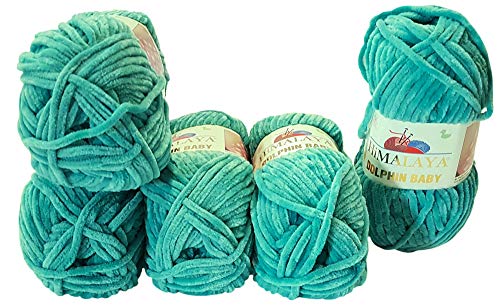 5 x 100 Gramm Himalaya Dolphin Strickwolle, Babywolle , 500 Gramm Wolle Super Bulky (antik grün 80354) von Chenille