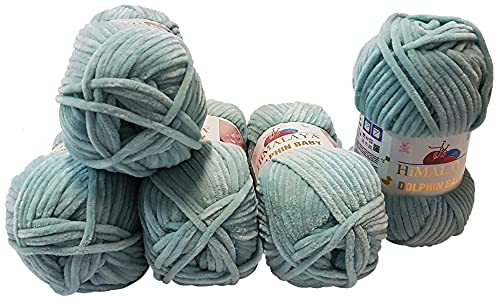 5 x 100 Gramm Himalaya Dolphin Strickwolle, Babywolle , 500 Gramm Wolle Super Bulky (blaugrau 80344) von Chenille