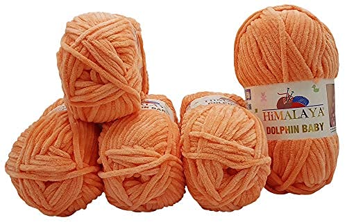 chenille 5 x 100 Gramm Himalaya Dolphin Strickwolle, Babywolle , 500 Gramm Wolle Super Bulky (orange 80355), 35_x_25 CM von Chenille