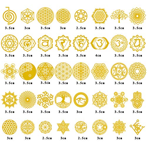 chenpaif Orgonit Aufkleber, 40 Stück Heilige Runde Geometrische Kupfer Orgonit Aufkleber Blume Leben Baum DIY Energieturm Pyramide Material Epoxidharz Handwerk von chenpaif