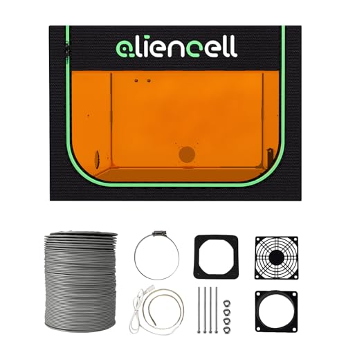 Aliencell Lasergraviermaschinengehäuse mit Abluftrohr und Abluftventilator, Größe 700x700x480mm, kann Rauch, Geruch und Lärm isolieren, geeignet für die meisten Laserschneidmaschinen von chitu systems
