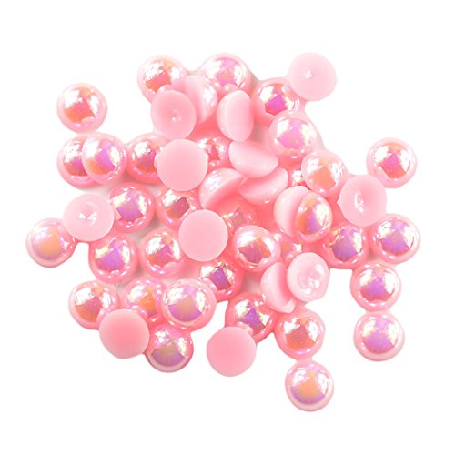 chiwanji 100 Stücke Cabochons Flache Rückseite Halbe Perlen 8mm DIY Verschönerung Haarschleife, Rosa von chiwanji