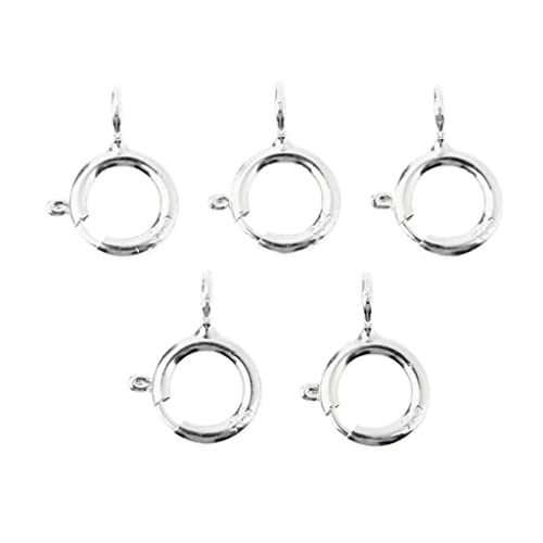 chiwanji 5 Stück 925 Sterling Silber Runde Federverschluss mit offener Sprungring Schmuck herstellen Findings für Handwerk, Silber, 5 mm von chiwanji