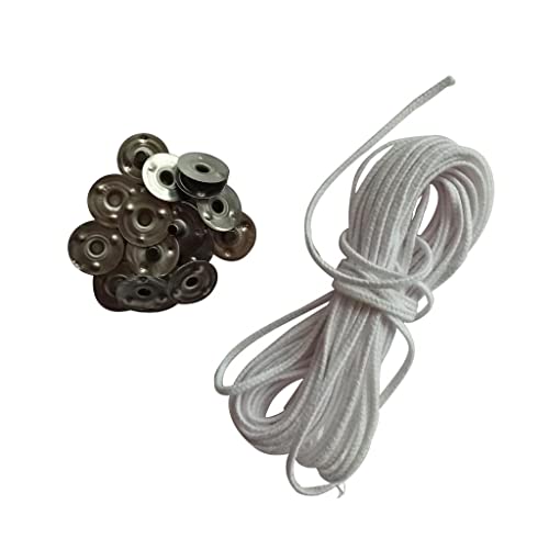 chiwanji 5m Kerzendochte Kerzen Dochte Candle Wick für Kerzenherstellung, Baumwolle Runddochte mit 20pcs Halter von chiwanji