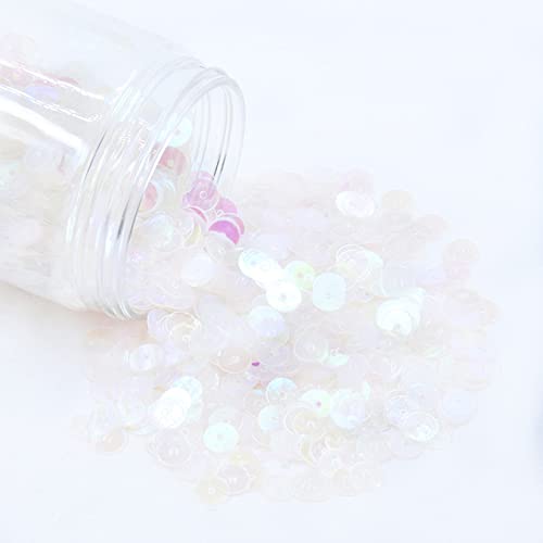 10 Gramm 2 3 4 5 6 mm flach rund PVC lose Pailletten Pailletten Näharbeiten für Dekorationen Kleidungsstück Kleider Schuhe Kappen DIY Zubehör-AB transparent weiß, 3 mm 10 Gramm von chlzekai