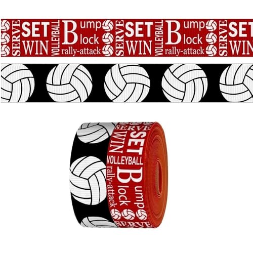 2 Rollen 4,5 m Sport-Volleyball-Band zum Basteln und Nähen, 2,2 cm rotes Ripsband für Geschenkverpackungen, Bahnfeldbälle, Bänder für Haarschleifen, Cheerleader-Zubehör von chmacura