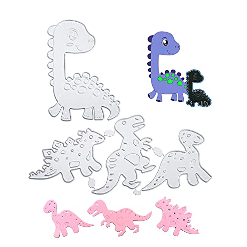 4 Stück Stanzschablone Dinosaurier Set für Stanzmaschine,Stanzformen Tiere Dino Schneiden Prägeschablonen Prägung Schablone Stanzschablonen für Kinder Scrapbooking Foto Album Karten Deko Kunst Basteln von cholinchin