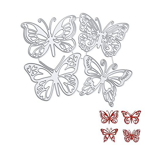 4 Stück Stanzschablone Schmetterling Set für Stanzmaschine,Stanzformen Butterfly Schneiden Prägeschablonen Schmetterlinge Prägung Schablone Stanzschablonen für Scrapbooking Foto Album Karten Deko von cholinchin