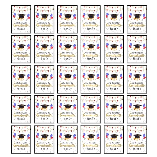 churuso 30 Stück Abschluss-Party-Dekorationen 2024, Wer kennt den Absolventen, beste Spielkarten, Feier, Abschlussfeier, Party-Dekoration, Abschlussfeier, Party-Spielkarten von churuso