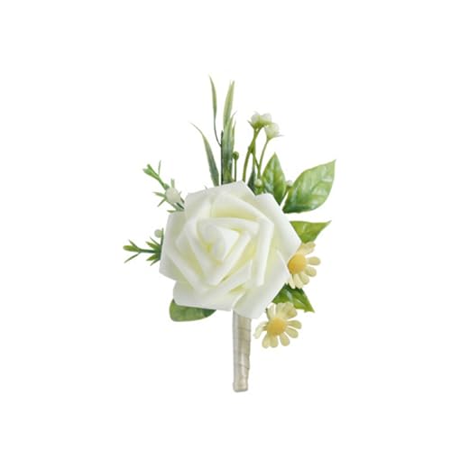 churuso Elegante Ansteckblume für Hochzeit, Party, Zubehör, künstliche Blume, Ansteckblume für Trauzeugen, Brautjungfern von churuso