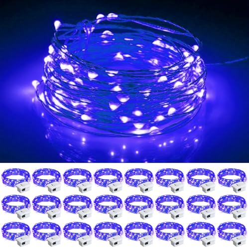 chzk Lichterkette batteriebetrieben, 1 m, 20 LEDs, Mini-Lichterkette für Weihnachten, Helloween, Einmachgläser, Tafelaufsatz, Tischdekorationen (24, blau) von chzk