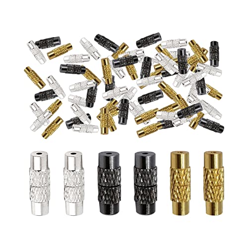 200 Pcs Messing Barrel Schraube Clasps, Barrel Clasp Messing Schraube Twist Clasps, für DIY Halskette Armband machen, schwarz & Gold & Silber von cimsfcor