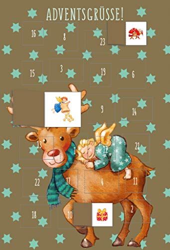 Cityproducts - 3575 - Weihnachten, Adventskalender-Doppelkarte: Adventsgrüsse, Rentier, DIN A6, mit Umschlag von cityproducts