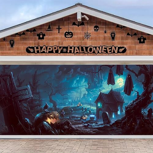 clhjinruoliu 16x7ft/4.8x2.1m,Halloween Garagentor Banner Mit Ösen Halloween Dekoration Kit, Halloween Garagentor Dekoration Zubehör von clhjinruoliu