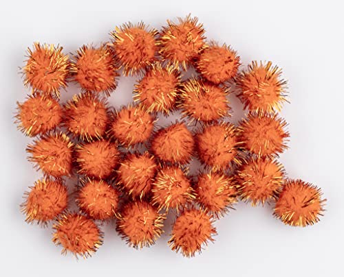 50 pompons zum basteln glitzer glitter orange in 25mm klein bastel zubehör pom pom bunt kugeln ponpons deko pompom plüsch von clippondi