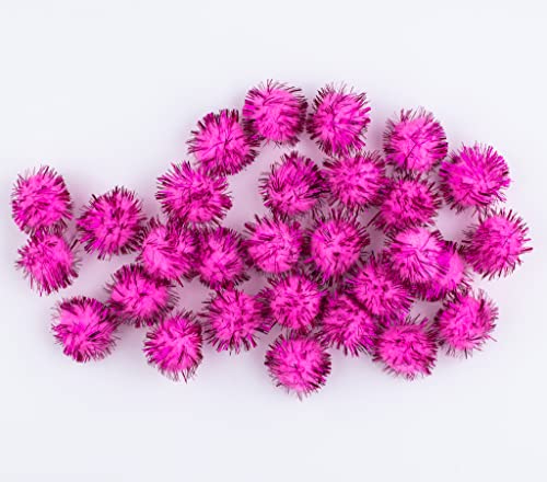 50 pompons zum basteln glitzer glitter pink in 25mm klein bastel zubehör pom pom bunt kugeln ponpons deko pompom plüsch von clippondi