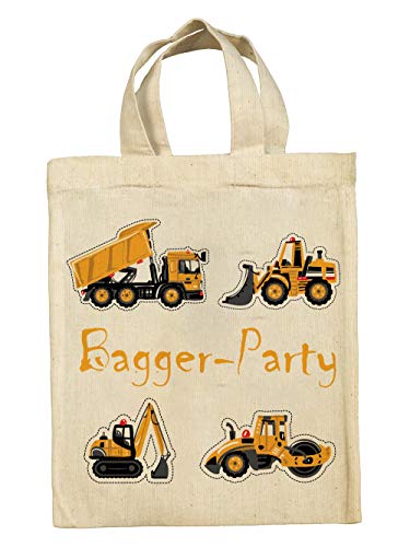 clothinx Lustige Kindergeburtstag Mitgebsel Tasche Beutel im Set mit Geburtstag Motto Bagger 10er Pack von clothinx