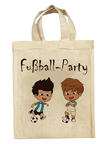 clothinx Lustige Kindergeburtstag Mitgebsel Tasche Beutel im Set mit Geburtstag Motto Fußball 10er Pack von clothinx