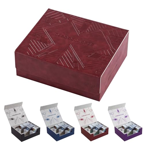 cloudever 1800+ Kartenspiel Aufbewahrungsboxen, Magnetverschluss Trading Card Box, PU Leder Kartenbox Kartenaufbewahrungsetui für Magic Commander YugiOh TCG TGG Karten Sportkarten(Rot) von cloudever