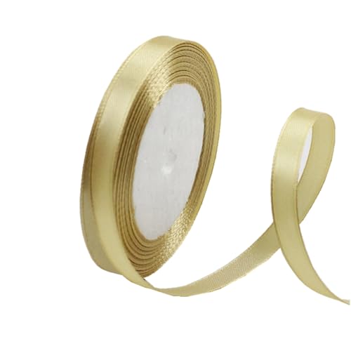 10 mm Champagner-Goldband zum Verpacken von Geschenken, 22 m, doppelseitiges Satinband, Weihnachtsband, Geschenkverpackung, Stoffband für Geschenke, Blumensträuße, Kuchen, Hochzeitsdekoration von clover