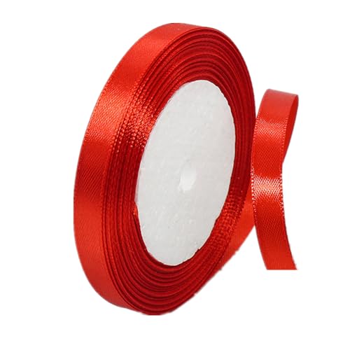 10 mm rotes Band zum Verpacken von Geschenken, 22 m, doppelseitiges Satinband, Weihnachtsband, Geschenkverpackung, Stoffband für Geschenke, Blumensträuße, Kuchen, Hochzeitsdekoration von clover