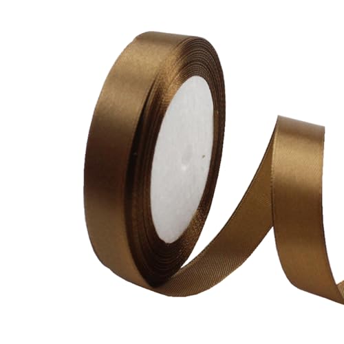 15 mm Champagner-Goldband zum Verpacken von Geschenken, 22 m, doppelseitiges Satinband, Weihnachtsband, Geschenkverpackung, Stoffband für Geschenke, Blumensträuße, Kuchen, Hochzeitsdekoration von clover