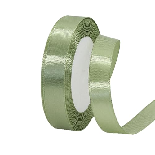 15 mm Salbeigrün Band zum Verpacken von Geschenken, 22 m, doppelseitiges Satinband, Weihnachtsband, Geschenkverpackung, Stoffband für Geschenke, Blumensträuße, Kuchen, Hochzeitsdekoration von clover