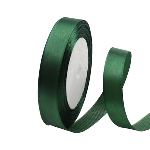 15 mm dunkelgrünes Band zum Verpacken von Geschenken, 22 m, doppelseitiges Satinband, Weihnachtsband, Geschenkverpackung, Stoffband für Geschenke, Blumensträuße, Kuchen, Hochzeitsdekoration von clover