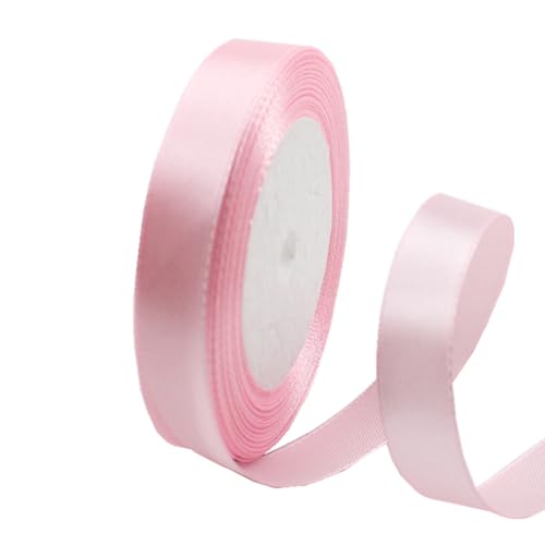 15 mm rosa Band zum Verpacken von Geschenken, 22 m, doppelseitiges Satinband, Weihnachtsband, Geschenkverpackung, Stoffband für Geschenke, Blumensträuße, Kuchen, Hochzeitsdekoration von clover