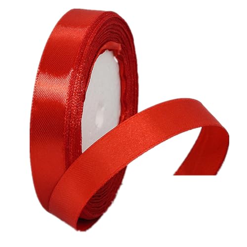 15 mm rotes Band zum Verpacken von Geschenken, 22 m, doppelseitiges Satinband, Weihnachtsband, Geschenkverpackung, Stoffband für Geschenke, Blumensträuße, Kuchen, Hochzeitsdekoration von clover