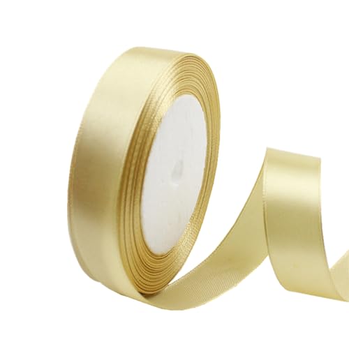 20 mm Champagner-Goldband zum Verpacken von Geschenken, 22 m, doppelseitiges Satinband, Weihnachtsband, Geschenkverpackung, Stoffband für Geschenke, Blumensträuße, Kuchen, Hochzeitsdekoration von clover