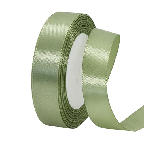 20 mm Salbeigrün Band zum Verpacken von Geschenken, 22 m, doppelseitiges Satinband, Weihnachtsband, Geschenkverpackung, Stoffband für Geschenke, Blumensträuße, Kuchen, Hochzeitsdekoration von clover